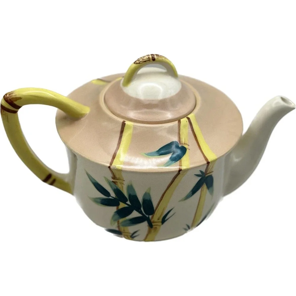 Weil Ware California‎ Pottery PINK MALAY BAMBOO Teapot With Lid Vintage MCM